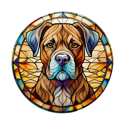 Boxer Brindle Circular Glass Suncatcher Worktop Saver